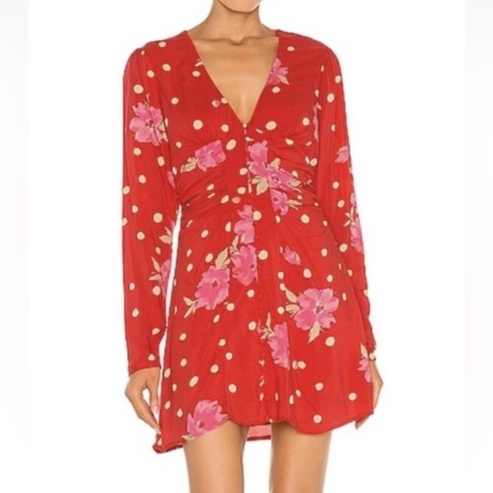 Free people red floral dress M